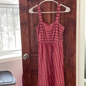 Red/pink and white striped jumpsuit